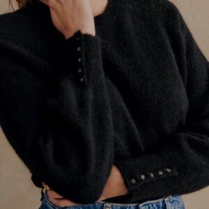 Sézane Louise Black Sweater with large sleeves, size XS